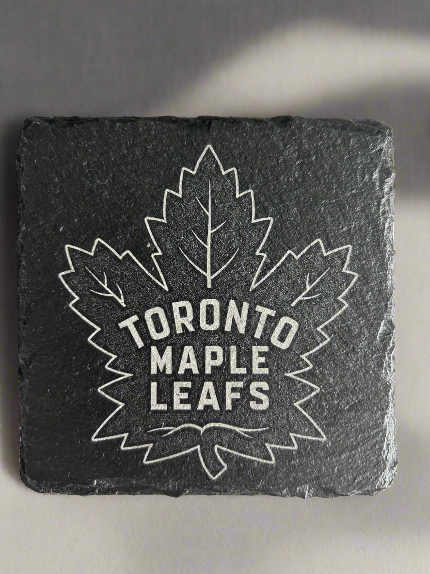 Toronto Maple Leafs Black Slate Coasters Set of 4 Square