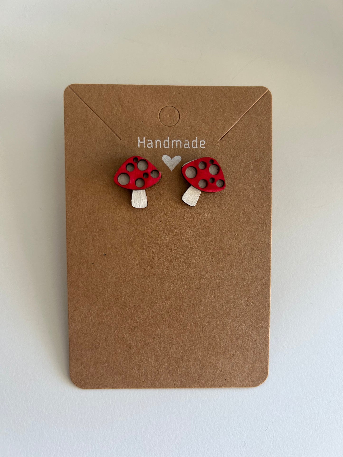 Earrings , Mushroom Wood Stud Earrings