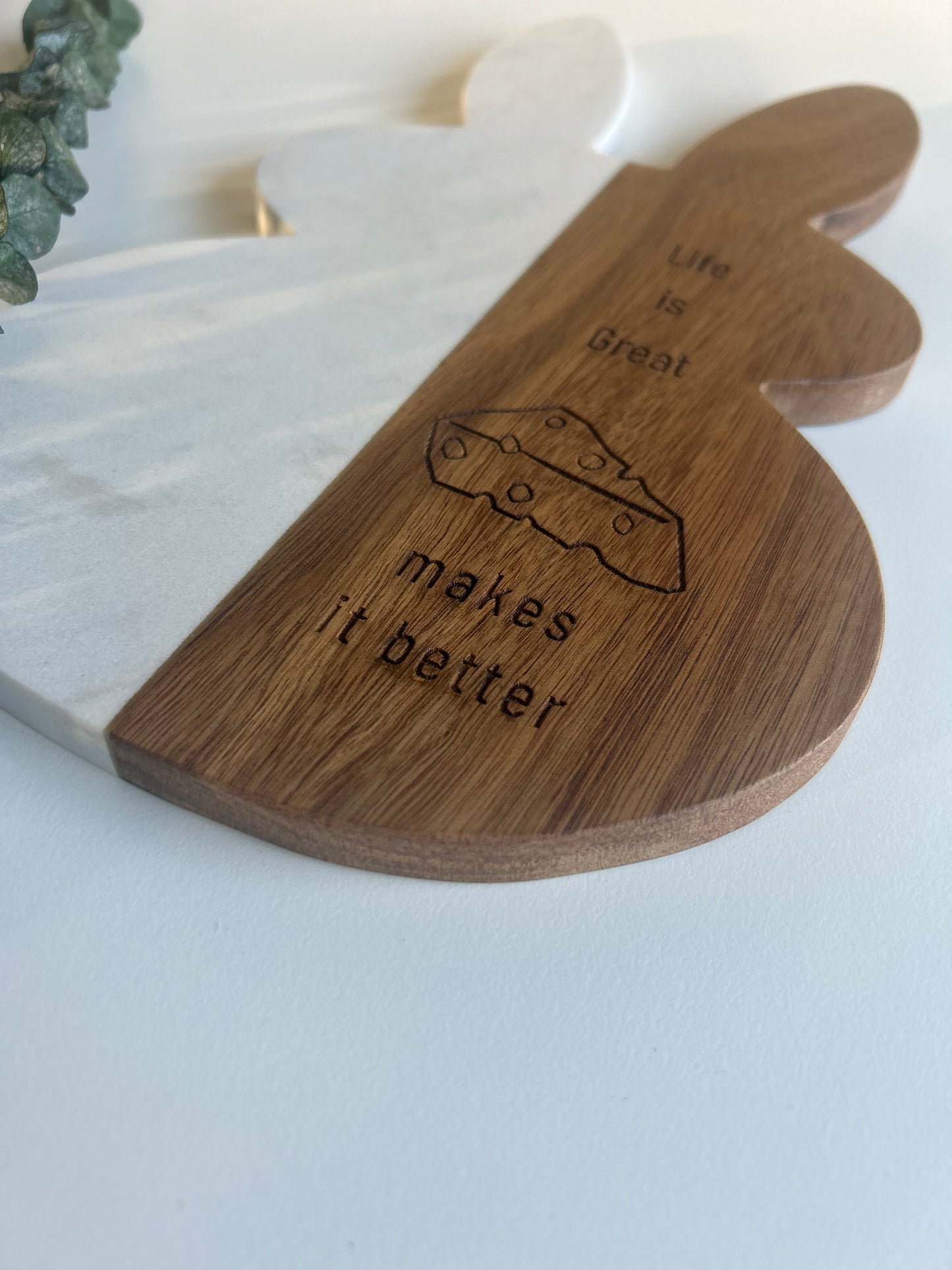 Marble Board, Marble and Acacia Engraved Custom Made Charcuterie Boards