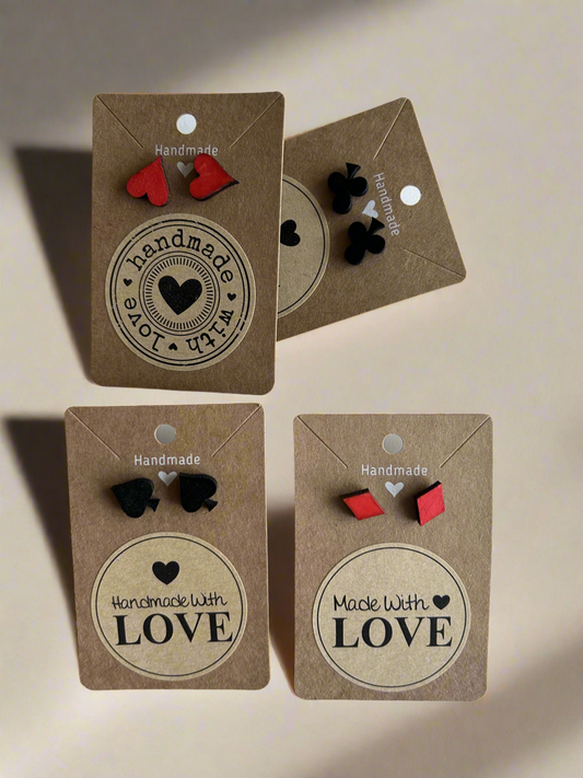 Texas hold’em wooden stud earrings set of 4