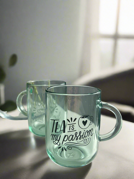 Glassware Coffee Mug Set, Laser Engraved With Quote