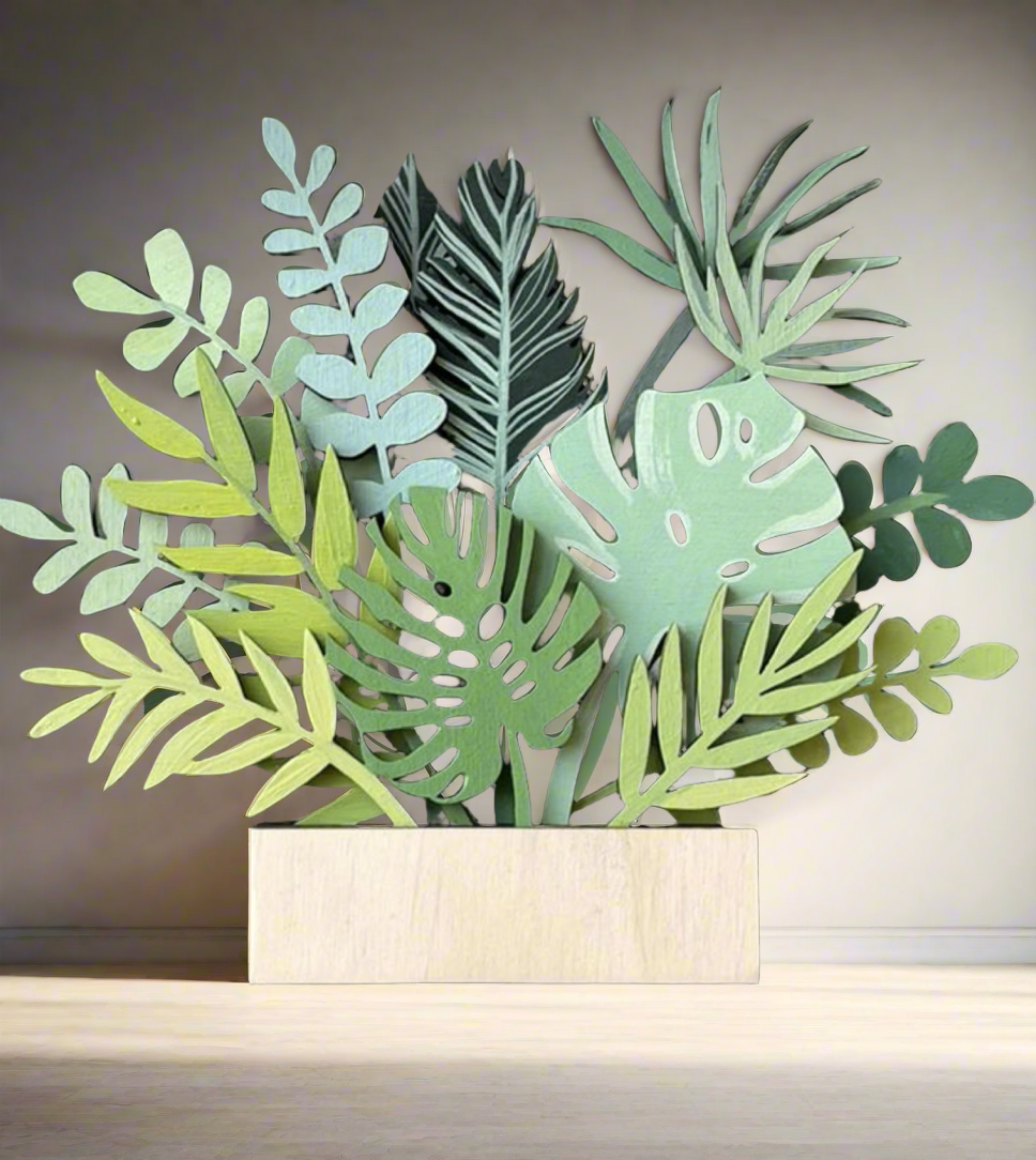 Home Decor Laser Cut Dimensional Wood Monstera Tropical Leaves