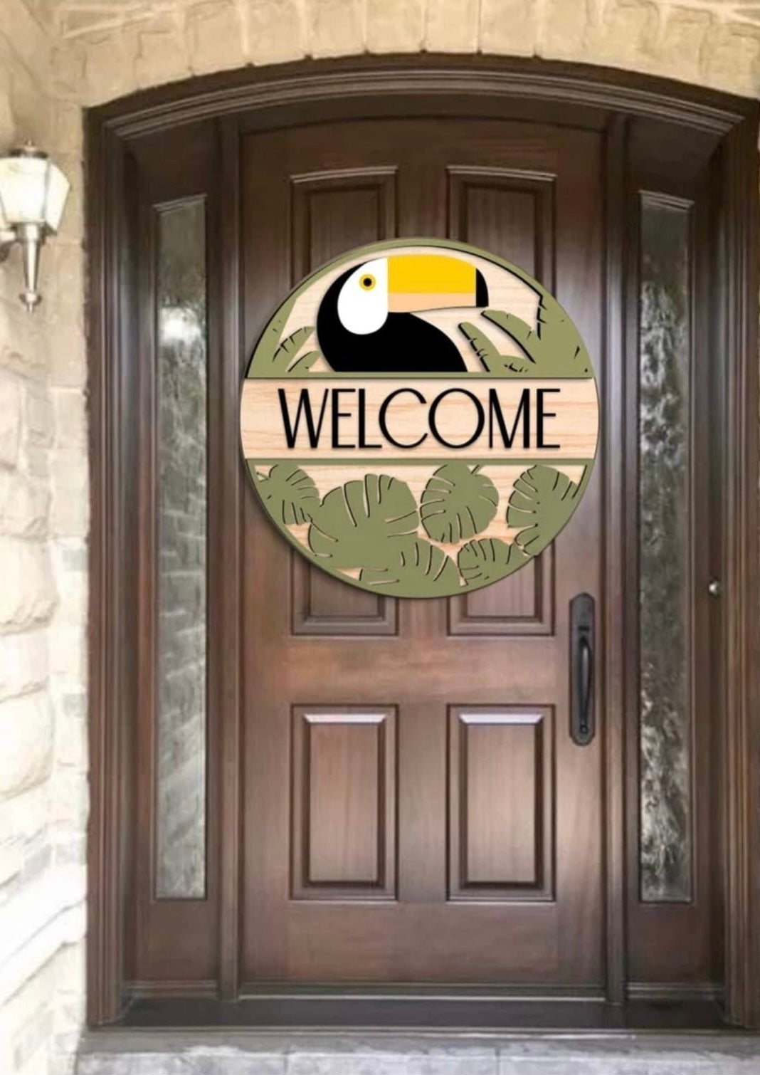 Door Welcome Tropical Bird Laser Cut Sign, Porch Toucan Wall Sign