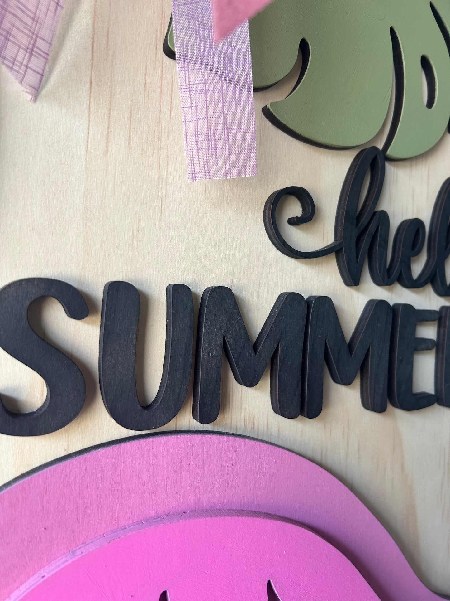 Door  Welcome Sign, Hello Summer Sign, Flamingo 🦩 Sign, Custom Door Wood Round Sign