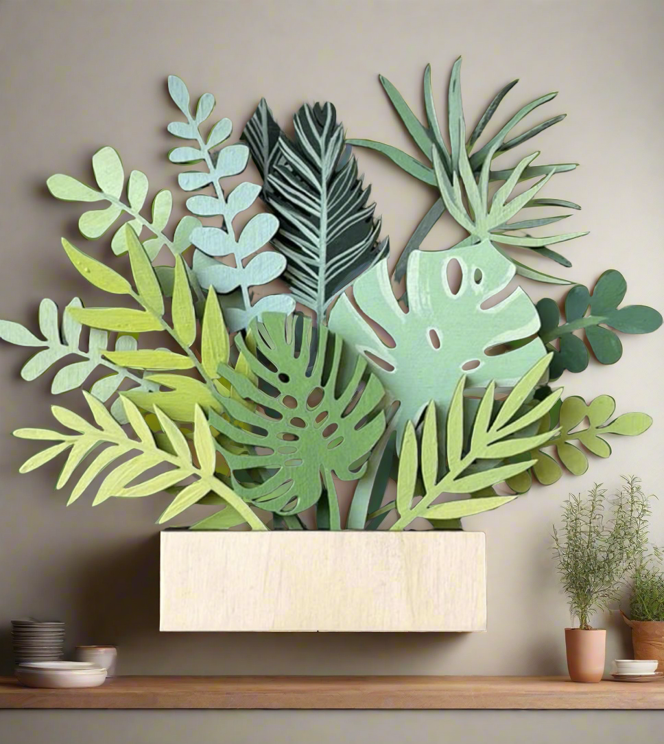 Home Decor Laser Cut Dimensional Wood Monstera Tropical Leaves