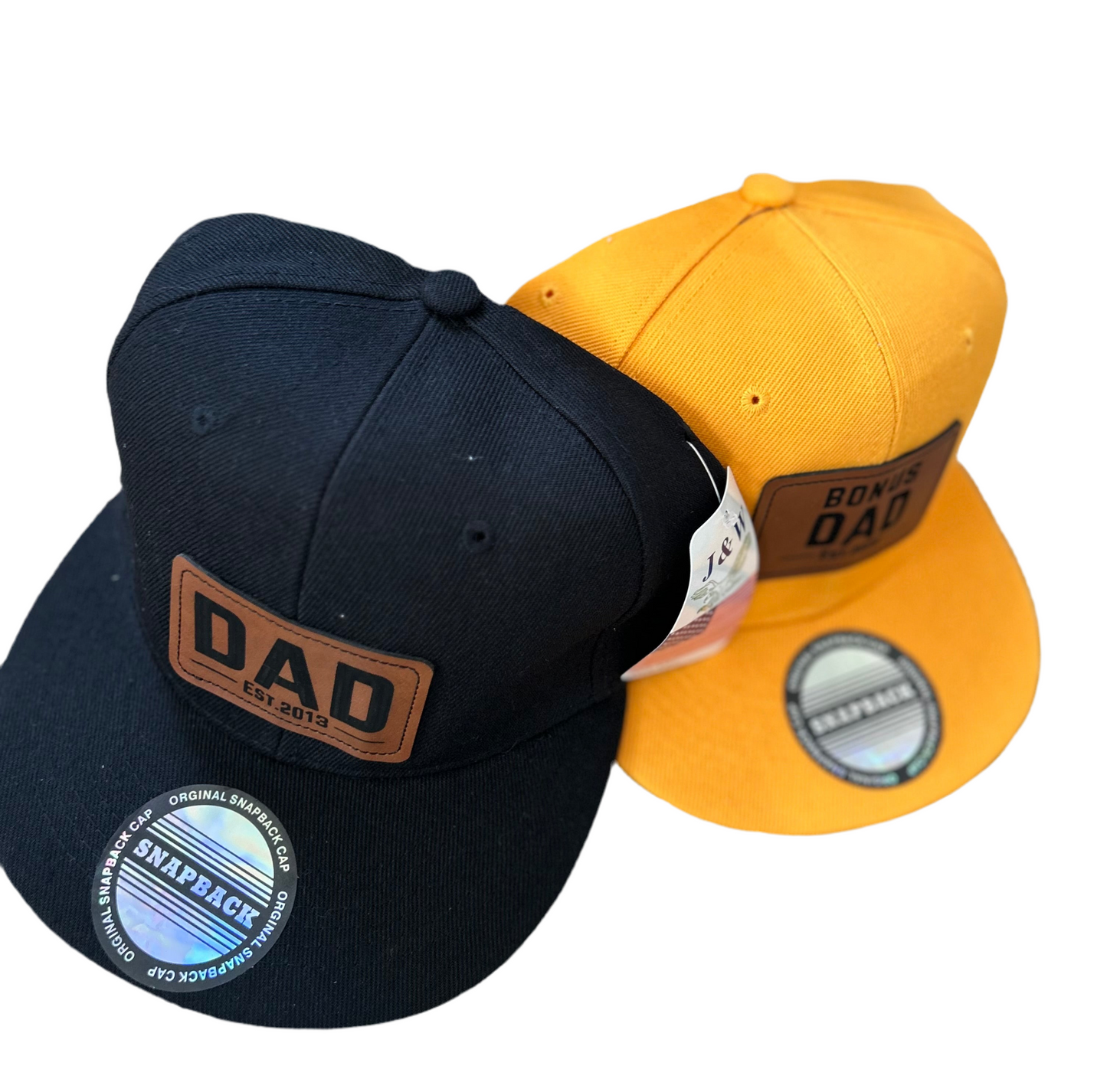 SnapBack hat with customized leather patch adjustable size