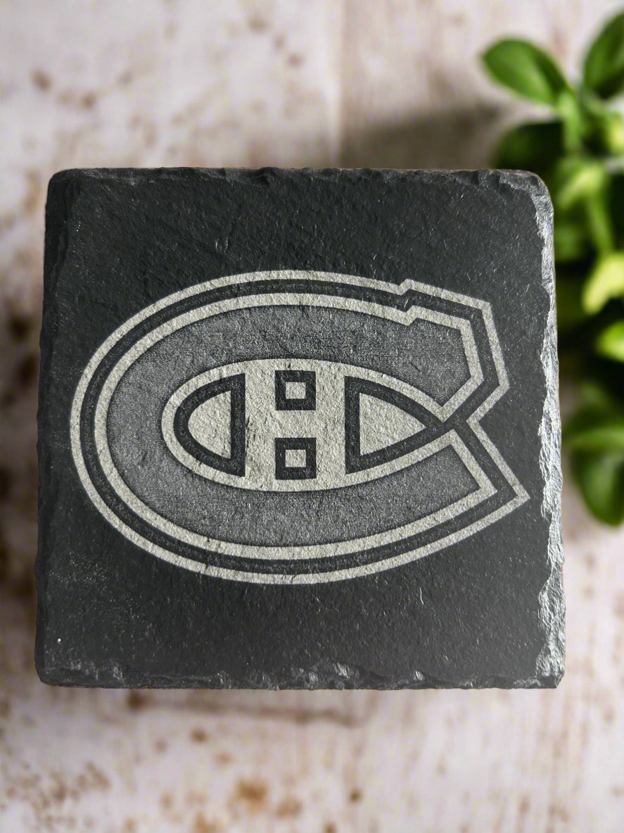 Montreal Canadiens Black Slate Coasters Set Of 4 Square