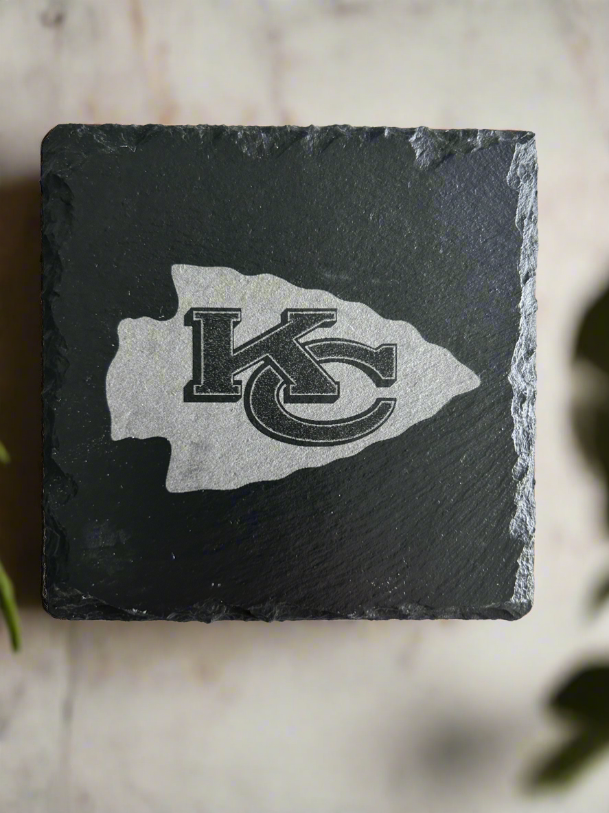 Kansas City Chiefs Black Slate Coasters Set Of 4 Square