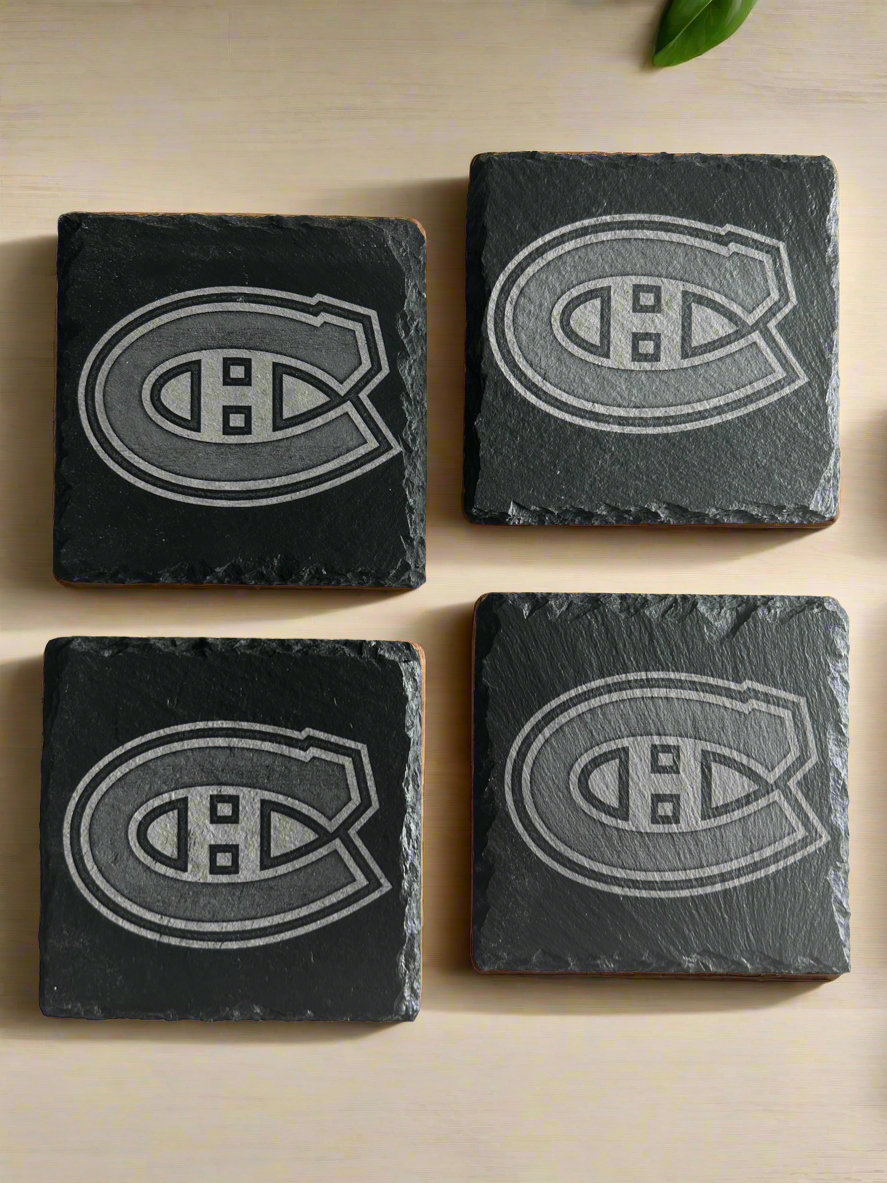 Montreal Canadiens Black Slate Coasters Set Of 4 Square