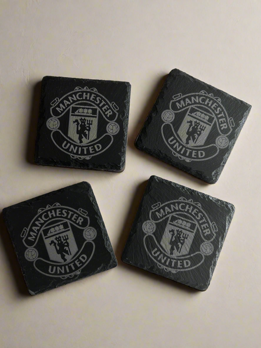 Manchester United Black Slate Coasters set of 4 Square