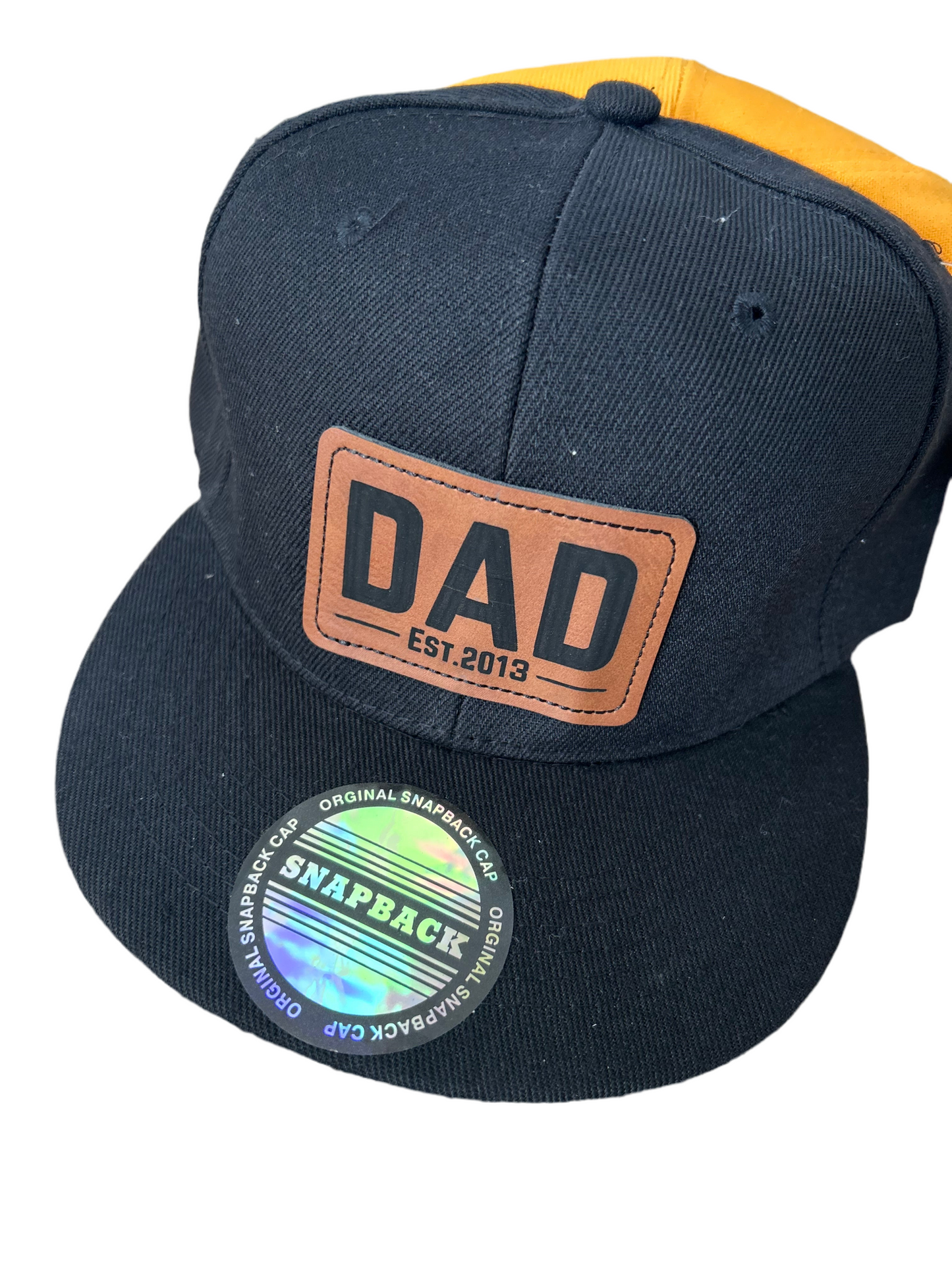 SnapBack hat with customized leather patch adjustable size