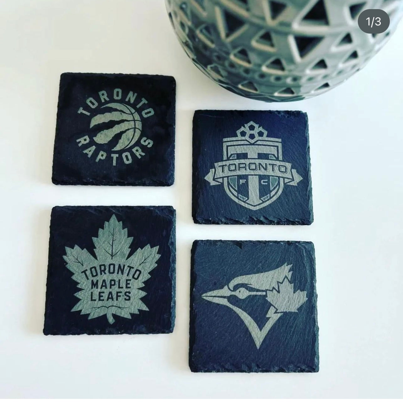 Black Slate Coasters Set Of 4 Square, Customized And Personalized